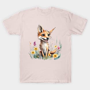 Cute floral jackal on the field gift ideas for kids and adults T-Shirt